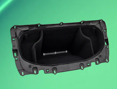 This plastic frunk combines storage with a highly load-bearing chassis function in a fully electric, four-door high-performance sports car.