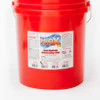 Red H.O.X semi-synthetic metalworking fluid bucket with white label and metal handle