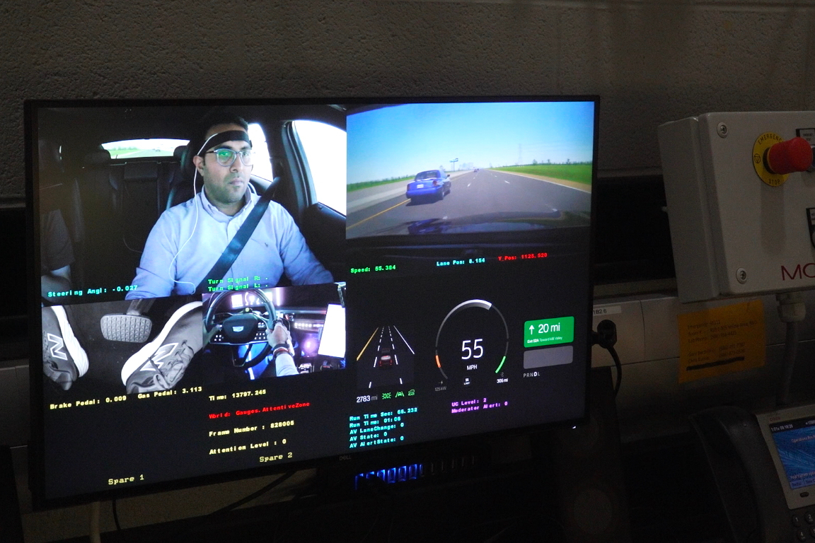 Multi-camera dashcam display showing driver, road view, and vehicle telemetry data with speed and performance metrics