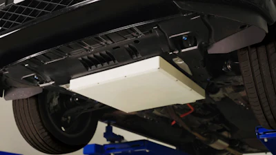 Wireless power transfer charging system installed under vehicle chassis with illuminated receiver panel