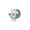 Incremental rotary encoder with gray metal housing, mounting brackets, and central rotating element