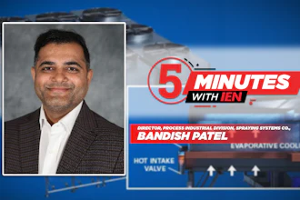 Bandish Patel, Director of Process Industrial Division at Spraying Systems Co., featured in '5 Minutes with Ien' interview segment about evaporative cooling systems.