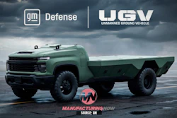 GM Defense UGV unmanned ground vehicle concept in sage green with autonomous capabilities on stormy landscape