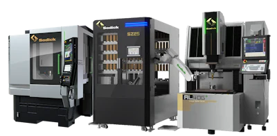 Industrial CNC machining centers and manufacturing equipment including Sodick and ALUGO branded machines