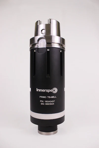 Innerspeeo Primo TG-Mill precision tool with stainless steel head and black cylindrical body